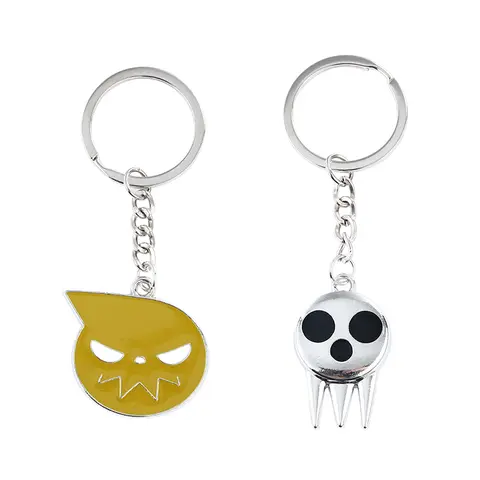 Hot Anime SOUL EATER Keychain Black Star Death the Kid Key Chain Keyring Men Keychains Accessories Car Key Ring llaveros
