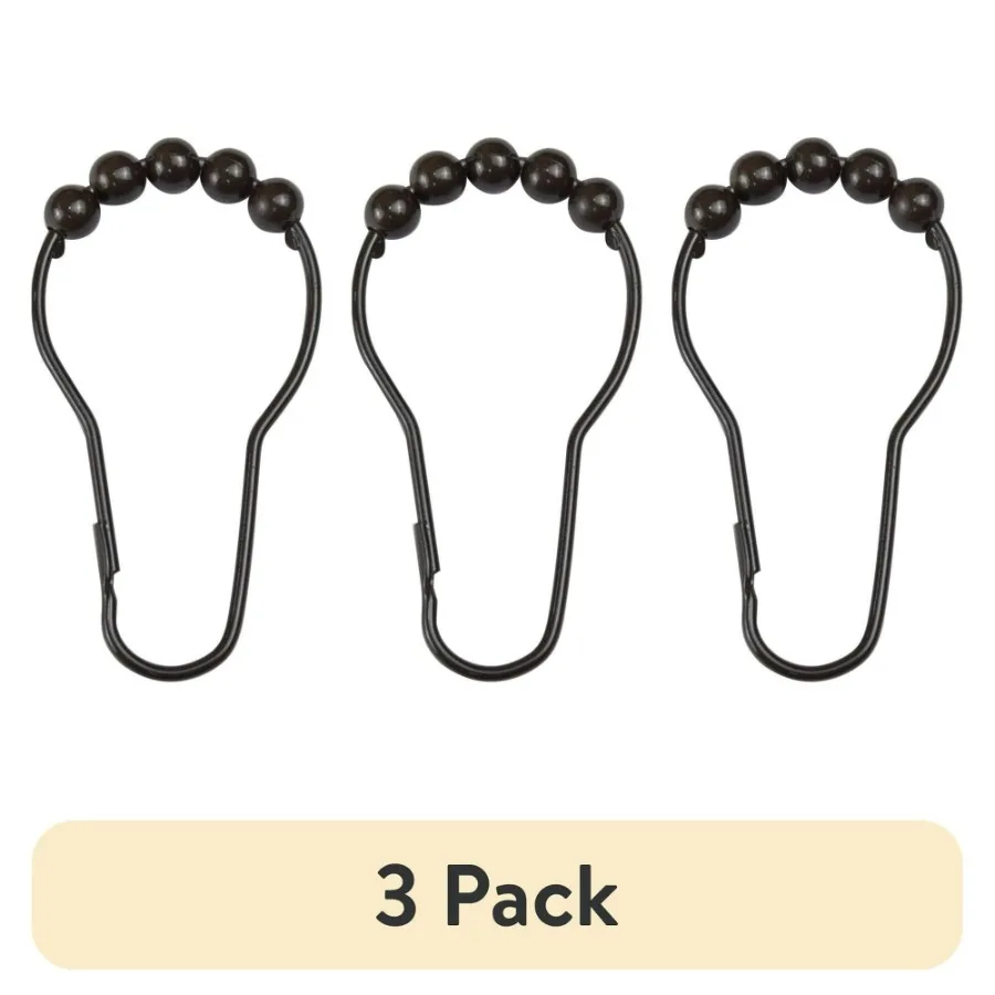 

3 pack Mainstays Shower Curtain Rollerball Hooks Bronze 12Piece Set 100 Iron