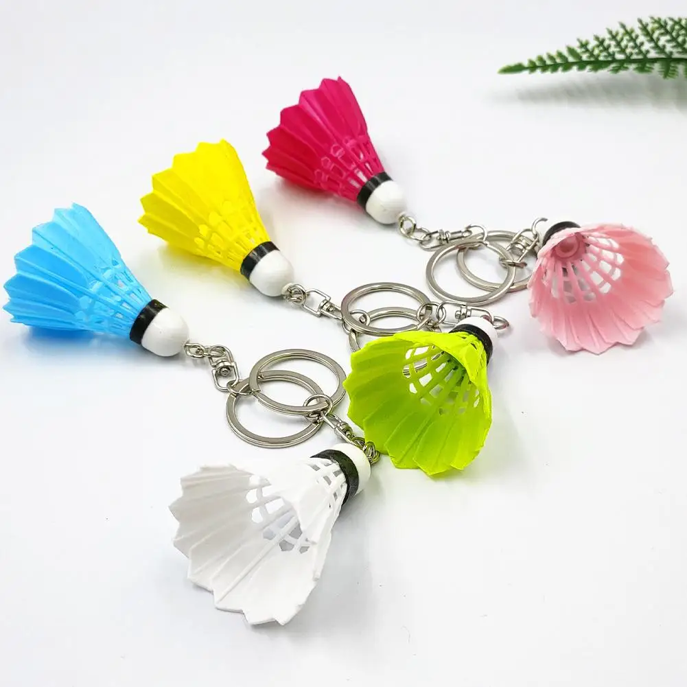 Creative 3D Simulation Mini Badminton Key Cute Shuttlecock Key Chains Car Key Holder Bag Hanging Ornament Colorful Bag 