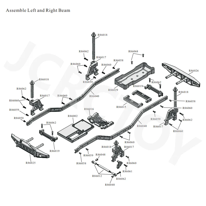 RC Assemble Left and Right Beam Metal Parts Front Rear Bumper Side Guard For 1/10TH RGT ROCK CRUISER 86100 CRAWLER Upgrade Part
