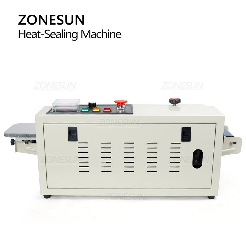 ZONESUN Automatic Continuous Band Sealer Plastic Bag Sealing Machine Tabletop Bag Sealer Pouch Heat Sealing Equipment ZS-FR900