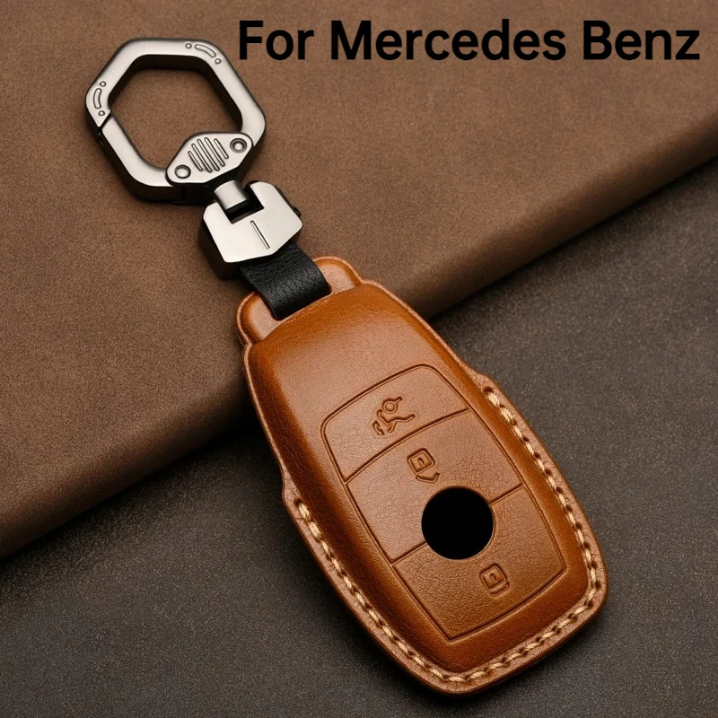 Für Mercedes Benz E-Klasse C-Klasse GLC Echtleder Schlüsselhülle Premium Smart Key Fob Schutz