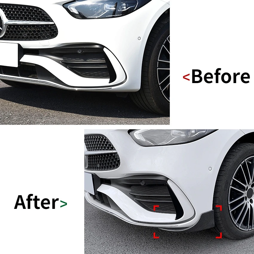 For Mercedes Benz C Class W206 S206 C180 200 260 300 400 AMG C43 2021+Front Bumper Lip Diffuser Side Splitters Scratch Protector