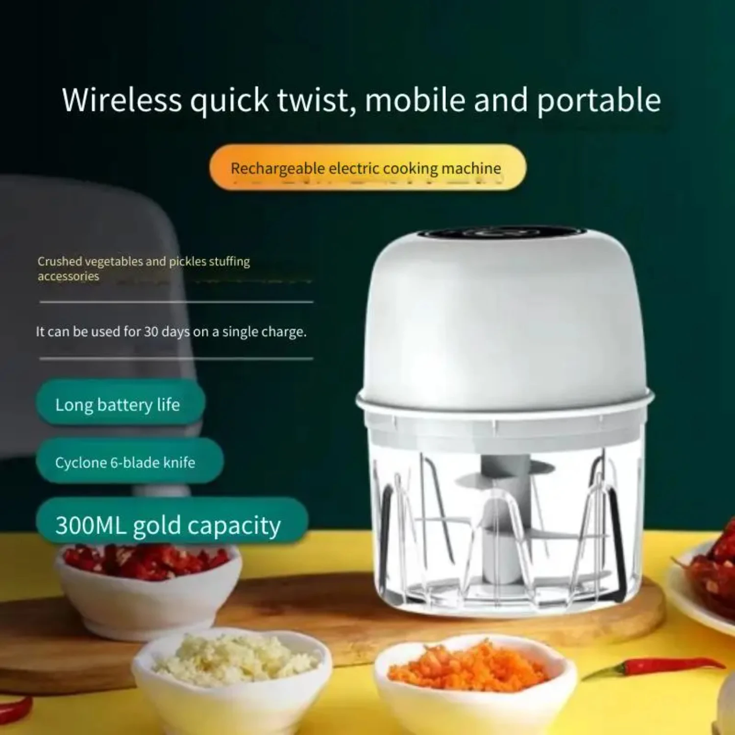 2025new เครื่องบดเนื้ออาหารใบมีดสแตนเลส 5W ผักและผลไม้ Chopper เครื่องบดครัว