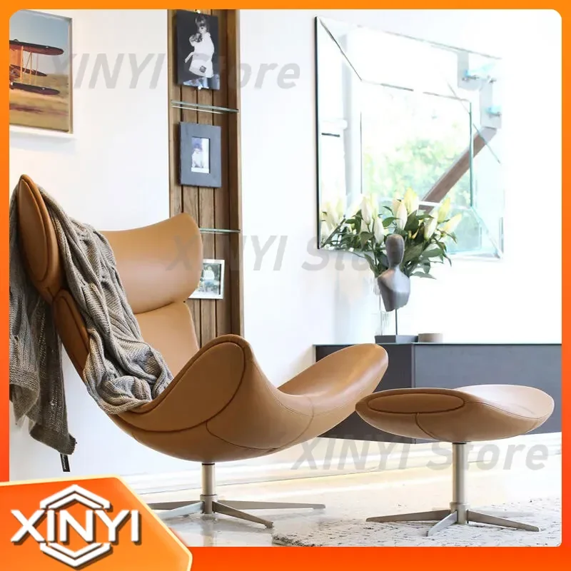 For Imola Chair Nordic Single Leather Sofa Chair for Living Room Home Balcony Leisure Designer Rotating Tiger Chair