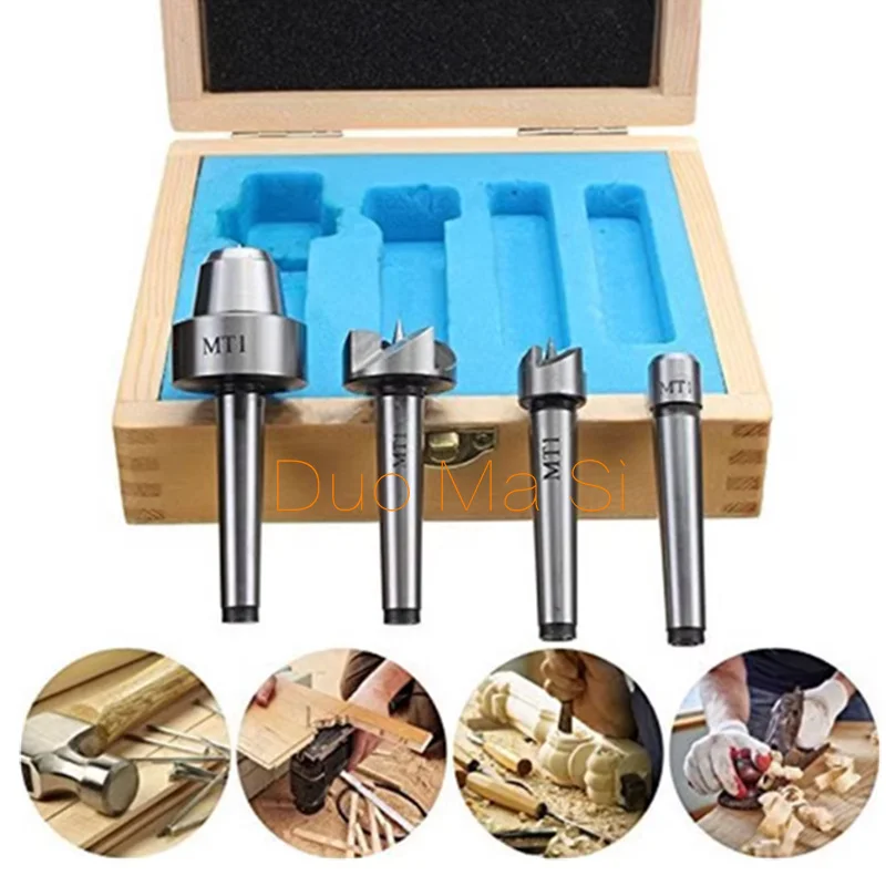 4Pcs MT1/MT2 Wood Lathe Turning Tool Spur Live Center Set Taper Tool For Wood Metalworking Bored Tailstock Lathe Milling Machine