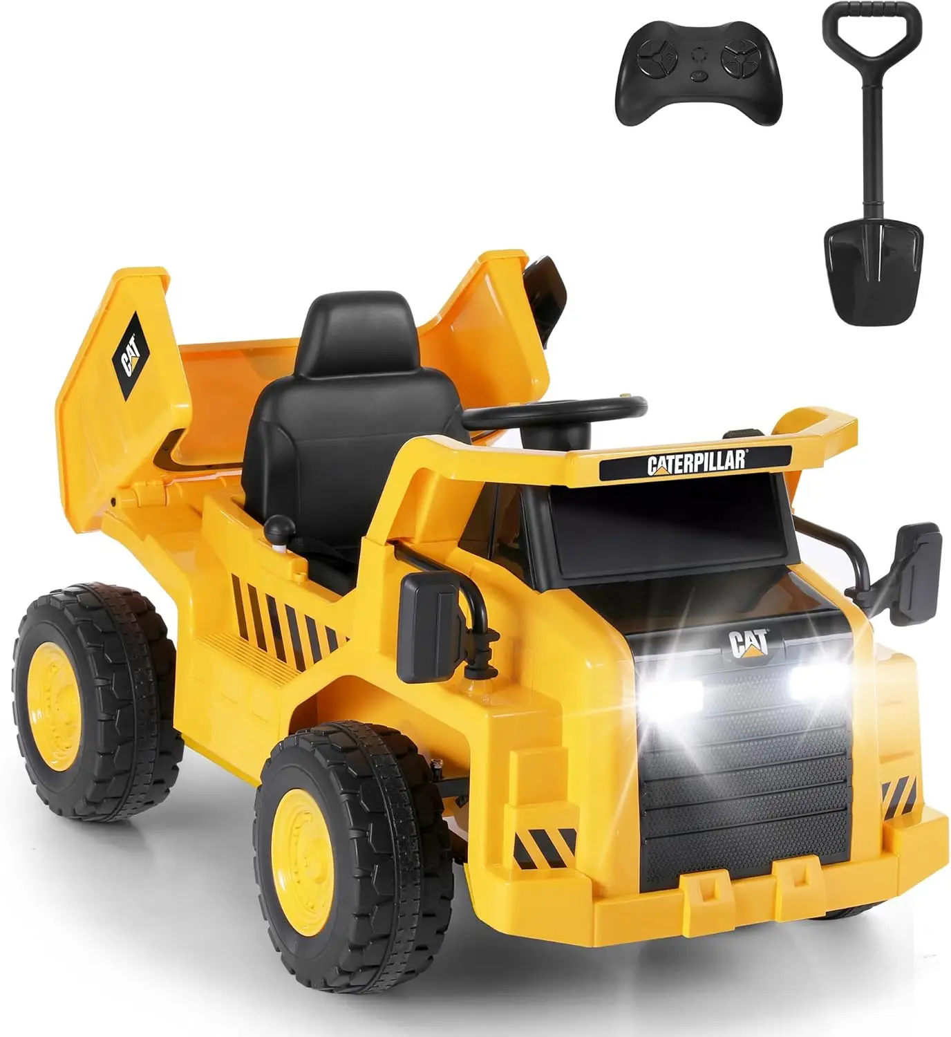 덤프 트럭, 원격 제어 기능이 있는 어린이 전기 자동차, 덤프 침대, 삽, LED 조명, 블루투스/MP3/USB, 배터리 전원을 타고 12V 7AH 타기