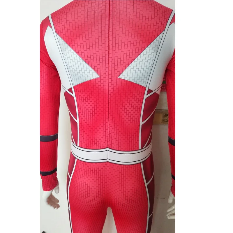 Power Samurai Sentai Shink enger Red Ranger Kostüm Superheld Cosplay Halloween Geburtstags feier Zentai Anzug Overall Kinder Männer