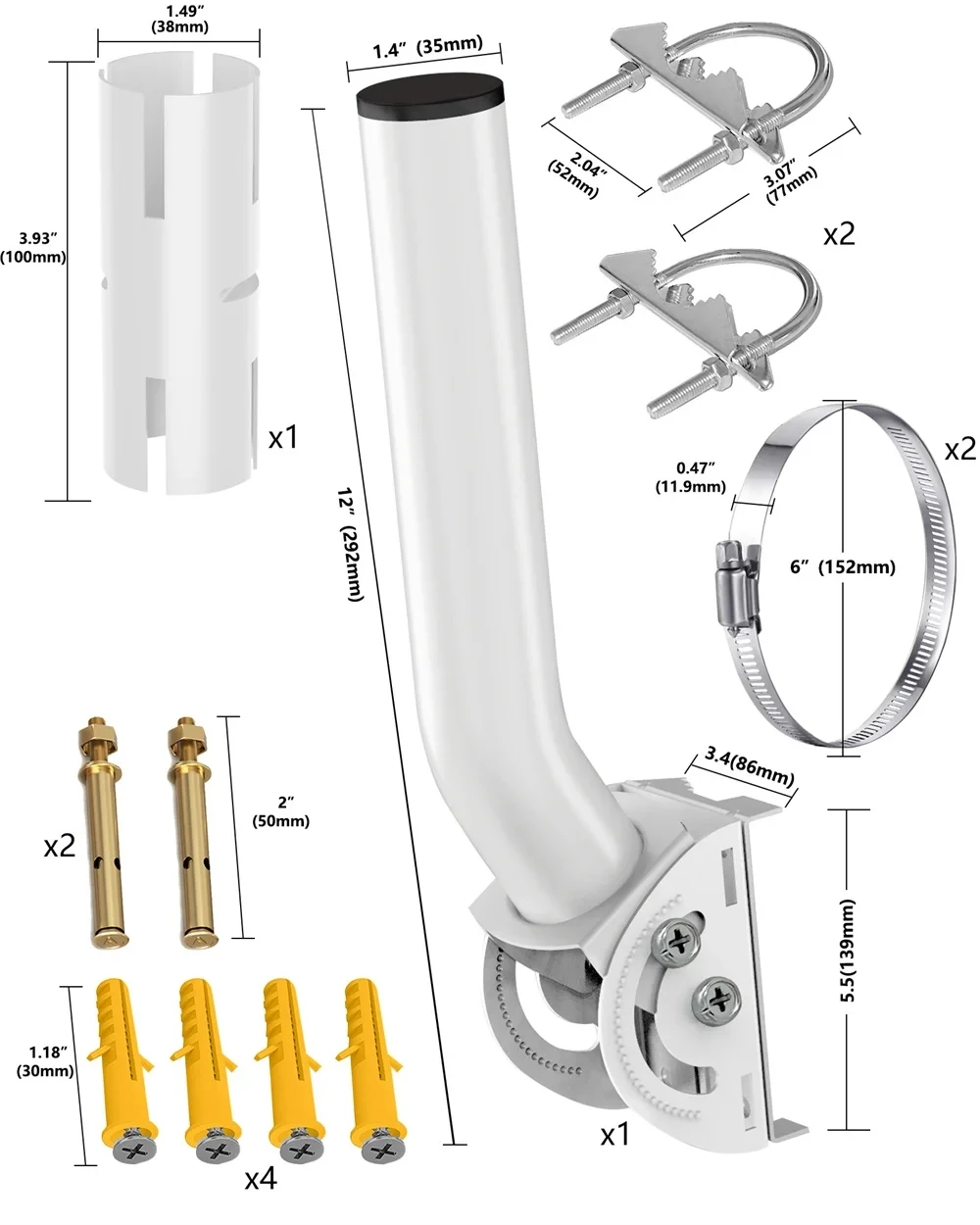 Imagem -05 - Metal Antenna Bracket Kit Kit Ajustável Adequado para Star Chain tv Antenna Ponte sem Fio Instalação Montada na Parede 13in