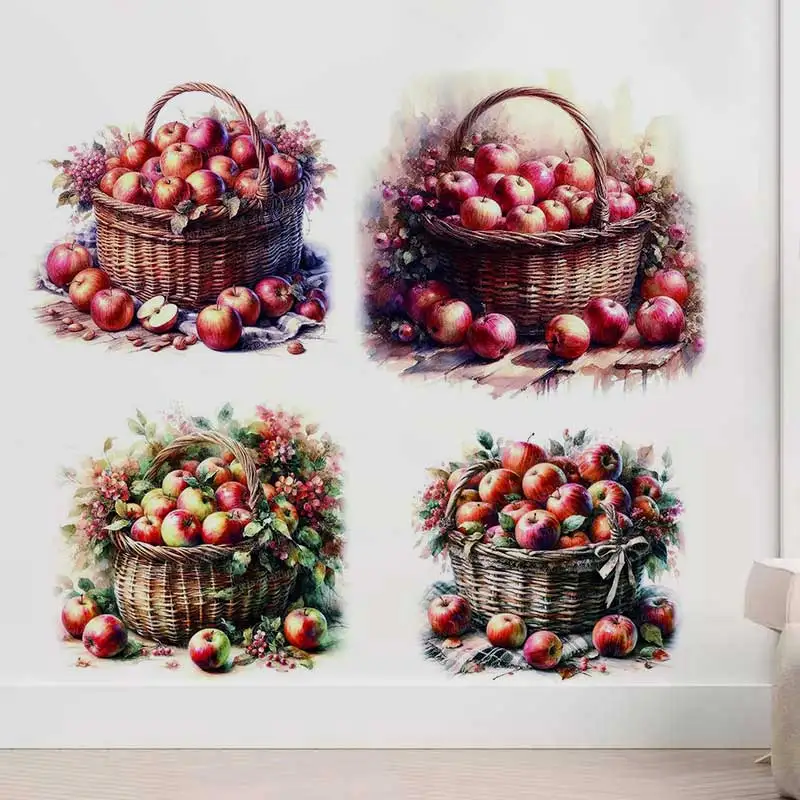 Apple Basket Wall Stickers, Living Room, Cabinet, Refrigerator, Decal, Home Decoration AA201
