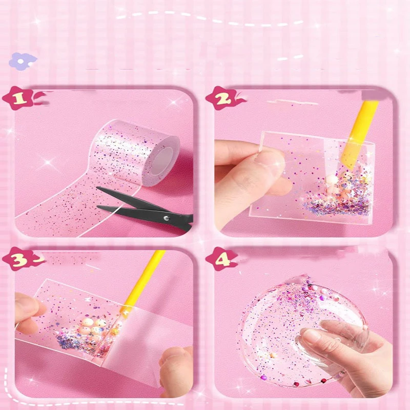 PET Nano Glue Kneading Music Blowing Bubble Full Set Of Nano Tape Double-Sided Paste Blowing Bubble Decompression Toys Sticker