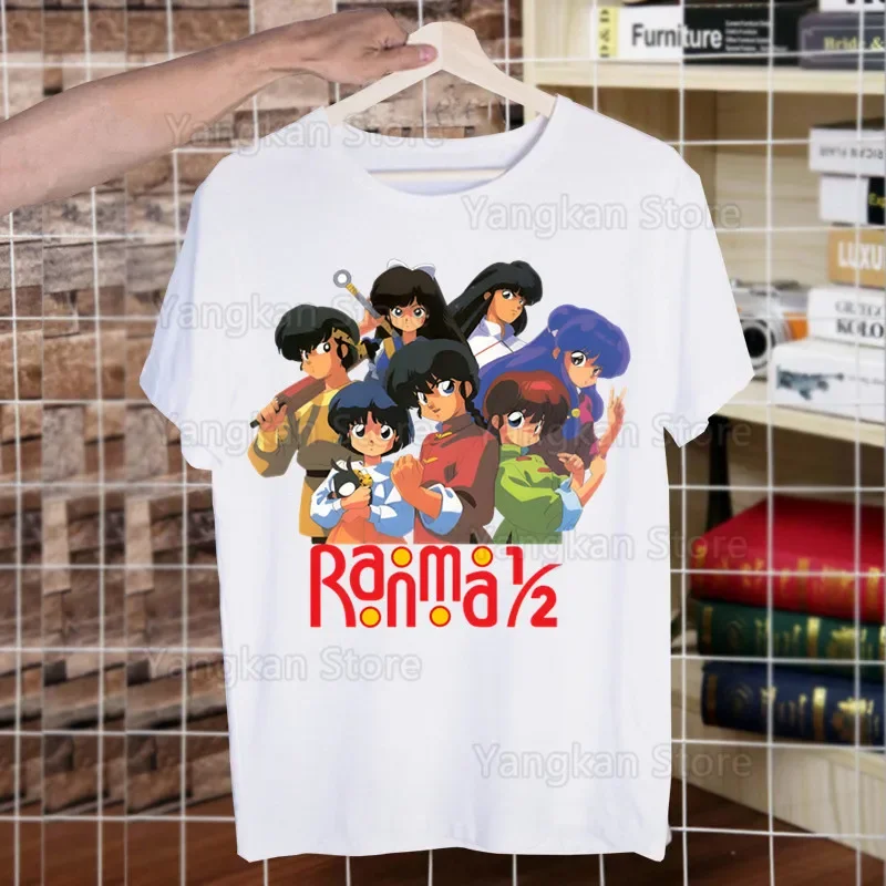 Футболки в стиле Харадзюку Ranma 12, летние мужские/женские футболки в стиле хип-хоп с забавным принтом, уличная футболка с коротким рукавом, футболка