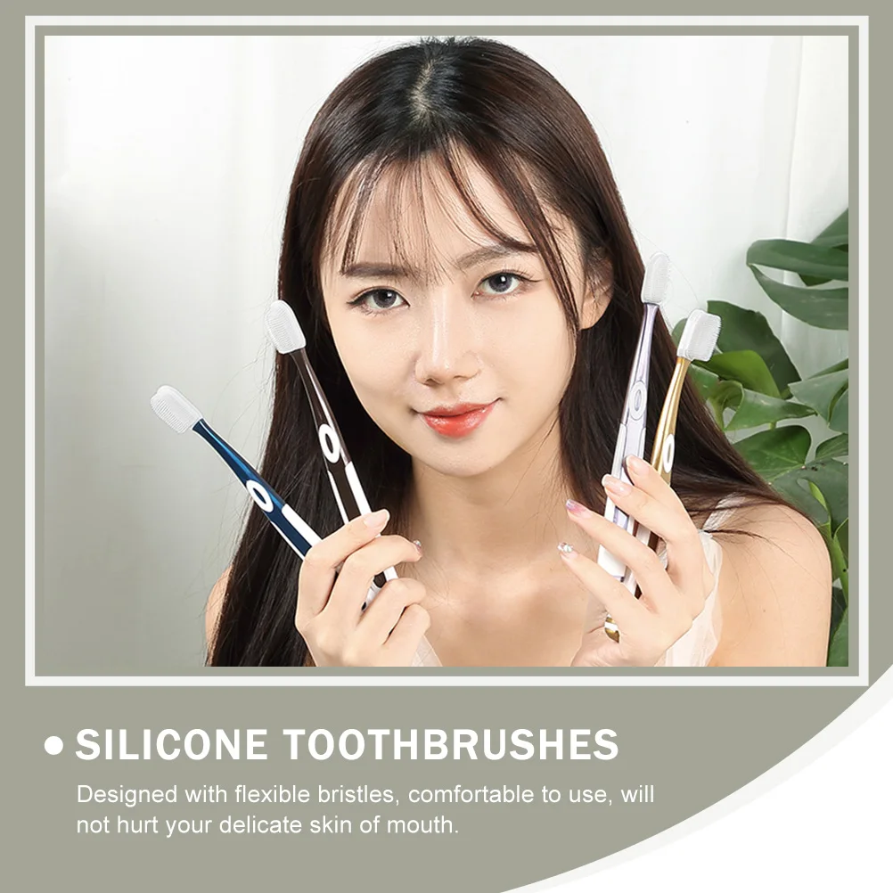 

4pcs Family Bristles Tooth Brush Toothbrush Replacement Heads Adults Silicone Brush Oral Health Gifts Dental Tools