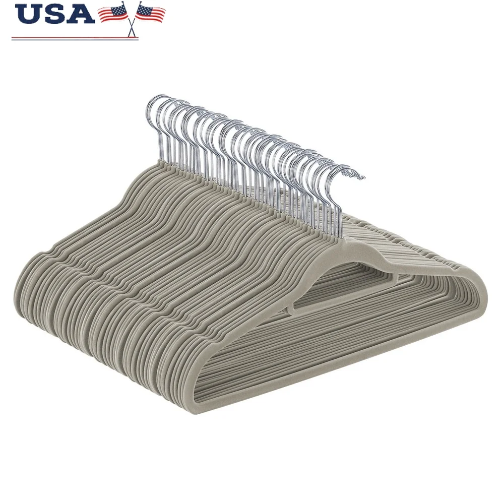 

Premium Velvet Hangers 50 Pack Non-Slip Durable Heavy Duty Coat Hangers 360 Degree Rotatable Hook Clothing Organization