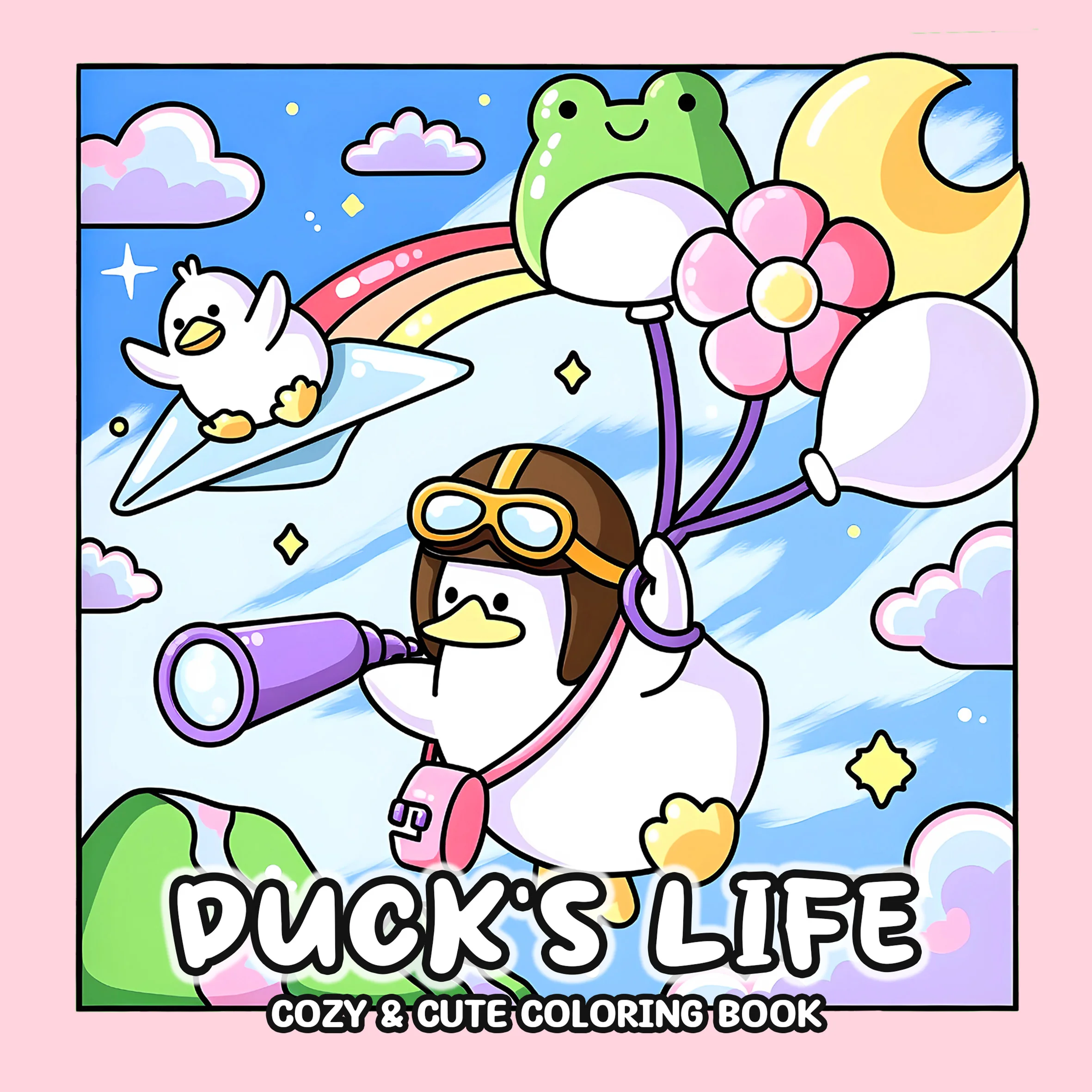 Duck's Life Cozy Cute Coloring Book For Adults , Lovely Duck Adventure Scenes Colouring Pages, Stress Relief Relaxing Art Book