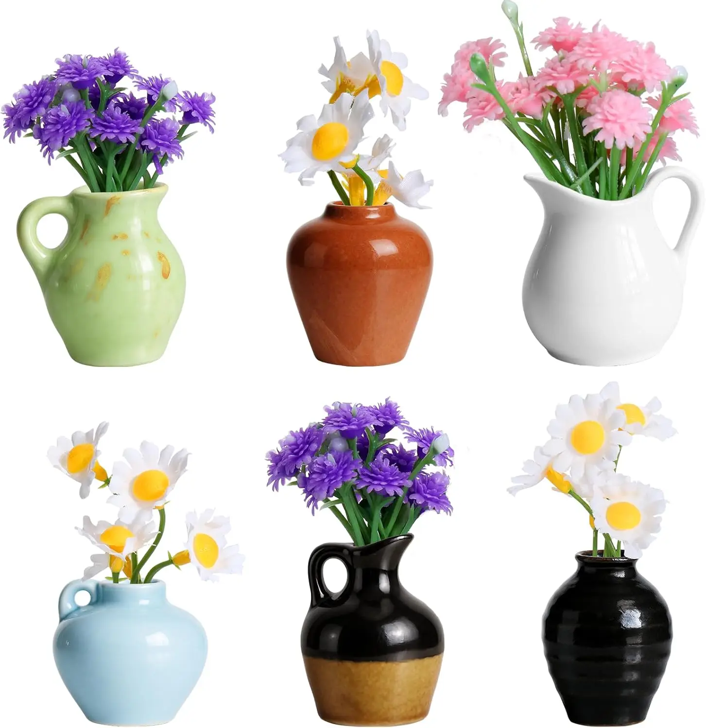 

Mini Vase Magnets for Fridge 6PCS - 3D Ceramic Tiny Plant Vase Magnets Fridge Decoration Set Design for Refrigerator, Lockers &a