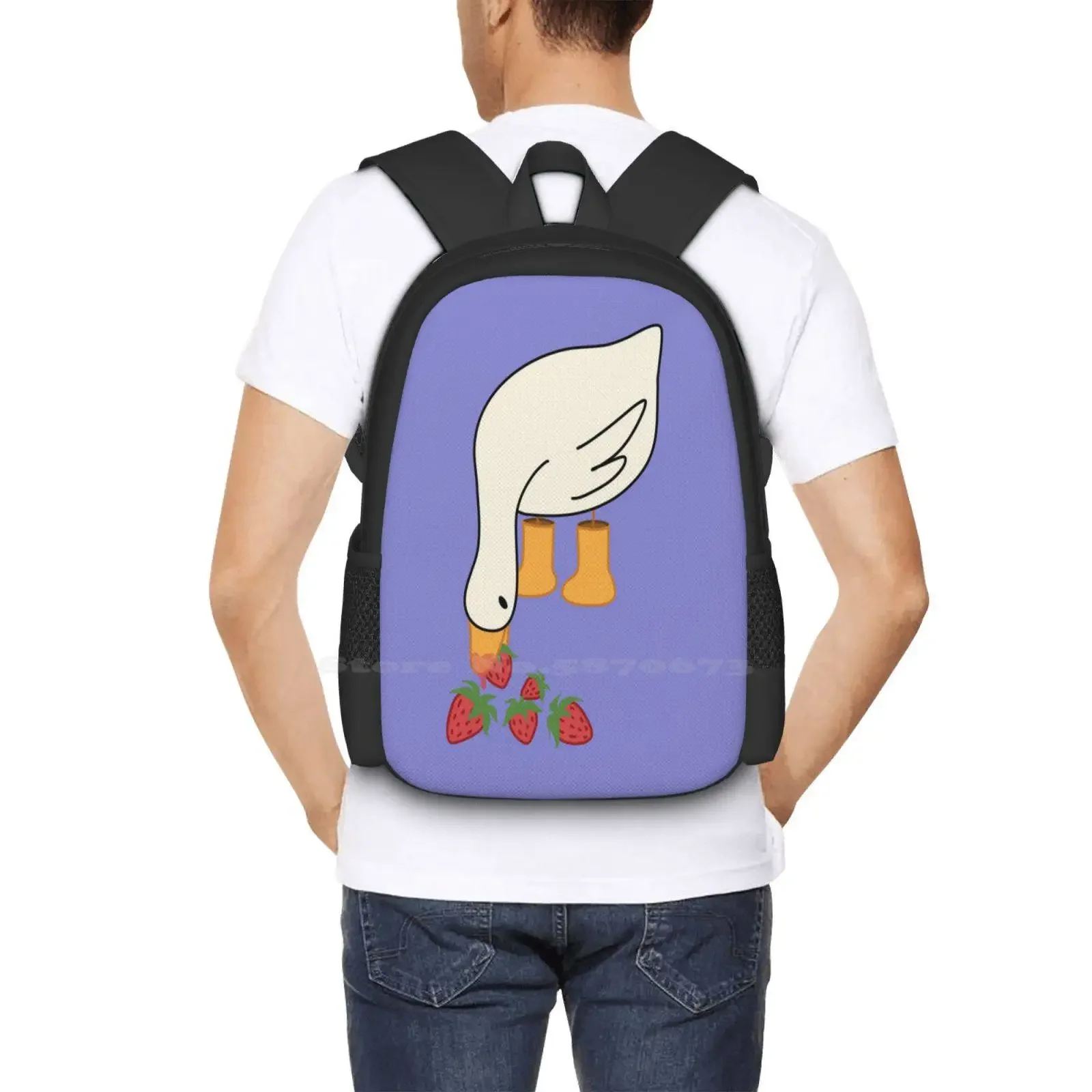 بطة مع الفراولة رائجة البيع حقيبة مدرسية على ظهره حقائب الموضة الفراولة Cottagecore أبيض أصفر أحمر الصيف الربيع الغذاء #6