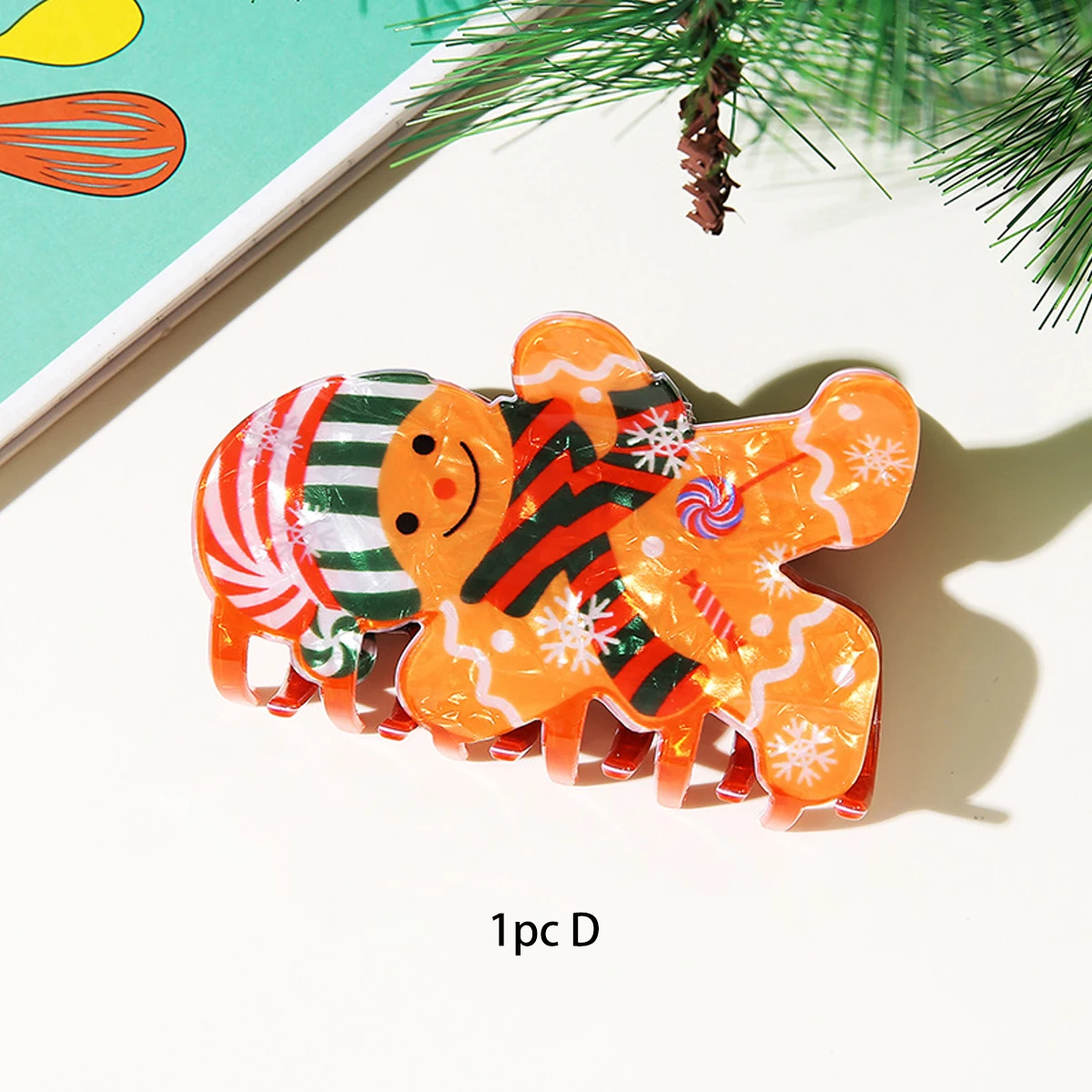 Christmas Santa Snowman Scratch Clip, Cartoon Versatile Shark Clip Holiday Atmosphere Hairpin, Gingerbread Man Christmas Hair Or