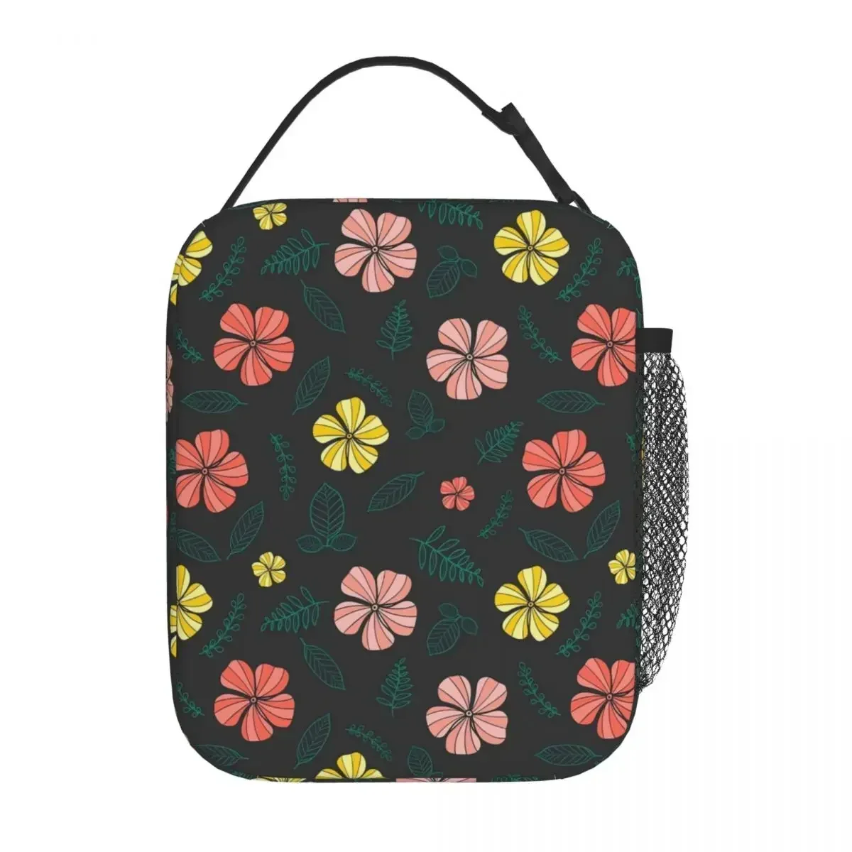 Lunch Bag Tropical Floral Portable Insulated Lunch Box For Men Colorful Flowers Outdoor Picnic Cooler Bag Oxford Tote Food Bags