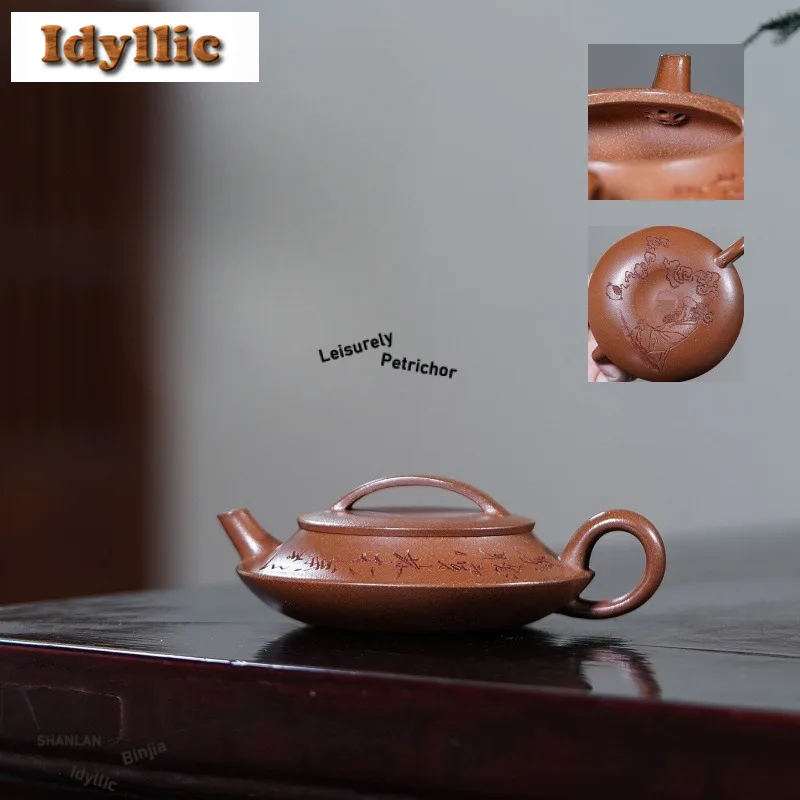 

120ml Yixing Purple Clay Teapots Handmade Flying Butterfly Pot Raw Ore Downhill Mud Kettle With Filter Zisha Tea Set Ornaments