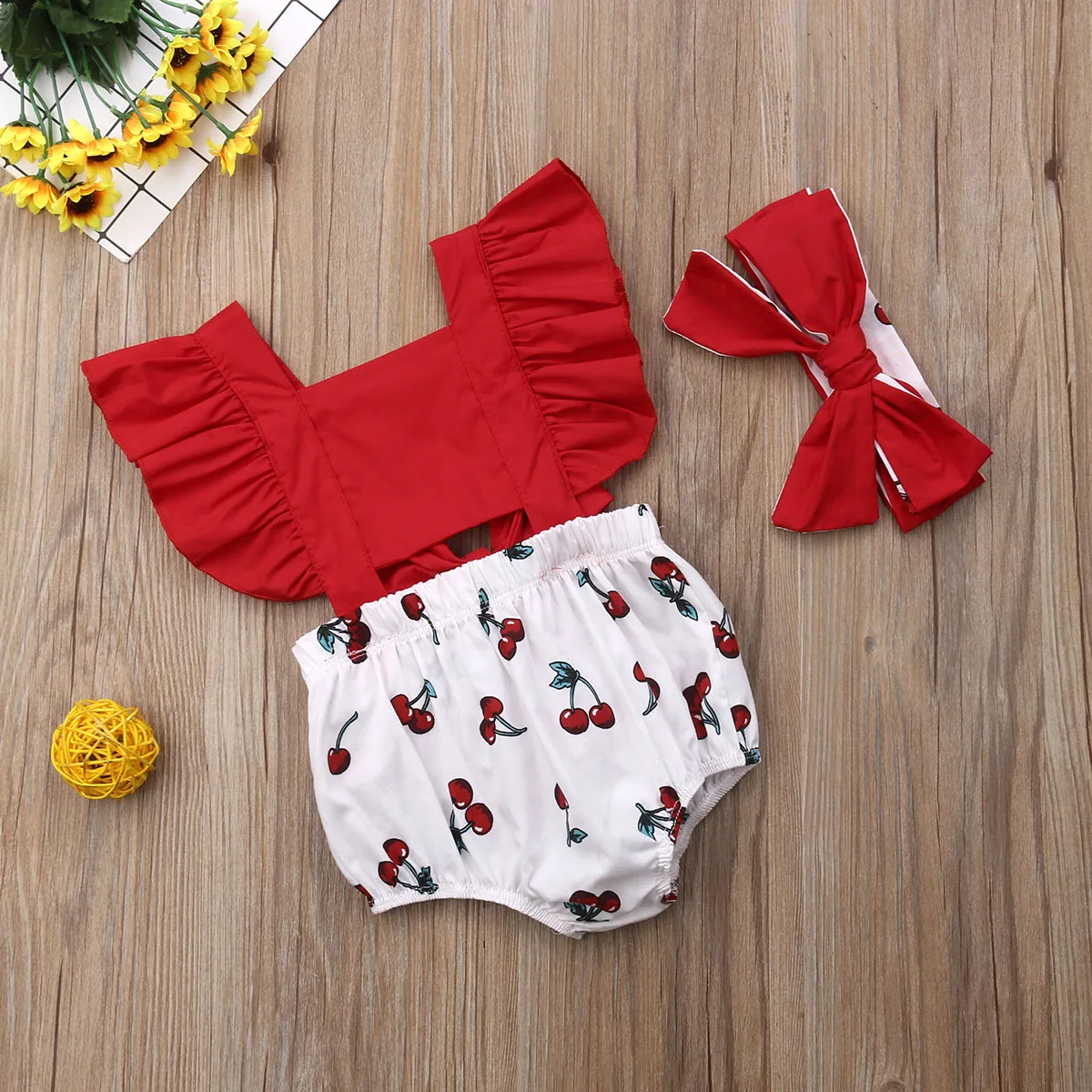 Kids Newborn Baby Girls Romper Hollow Out One-Pieces Headband Jumpsuit Outfit