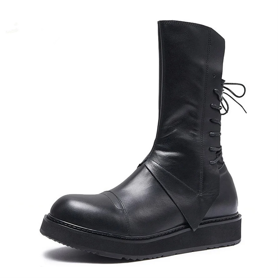 Handmade Nappa genuine Leather College Young Fashion Knight High Platform Boots