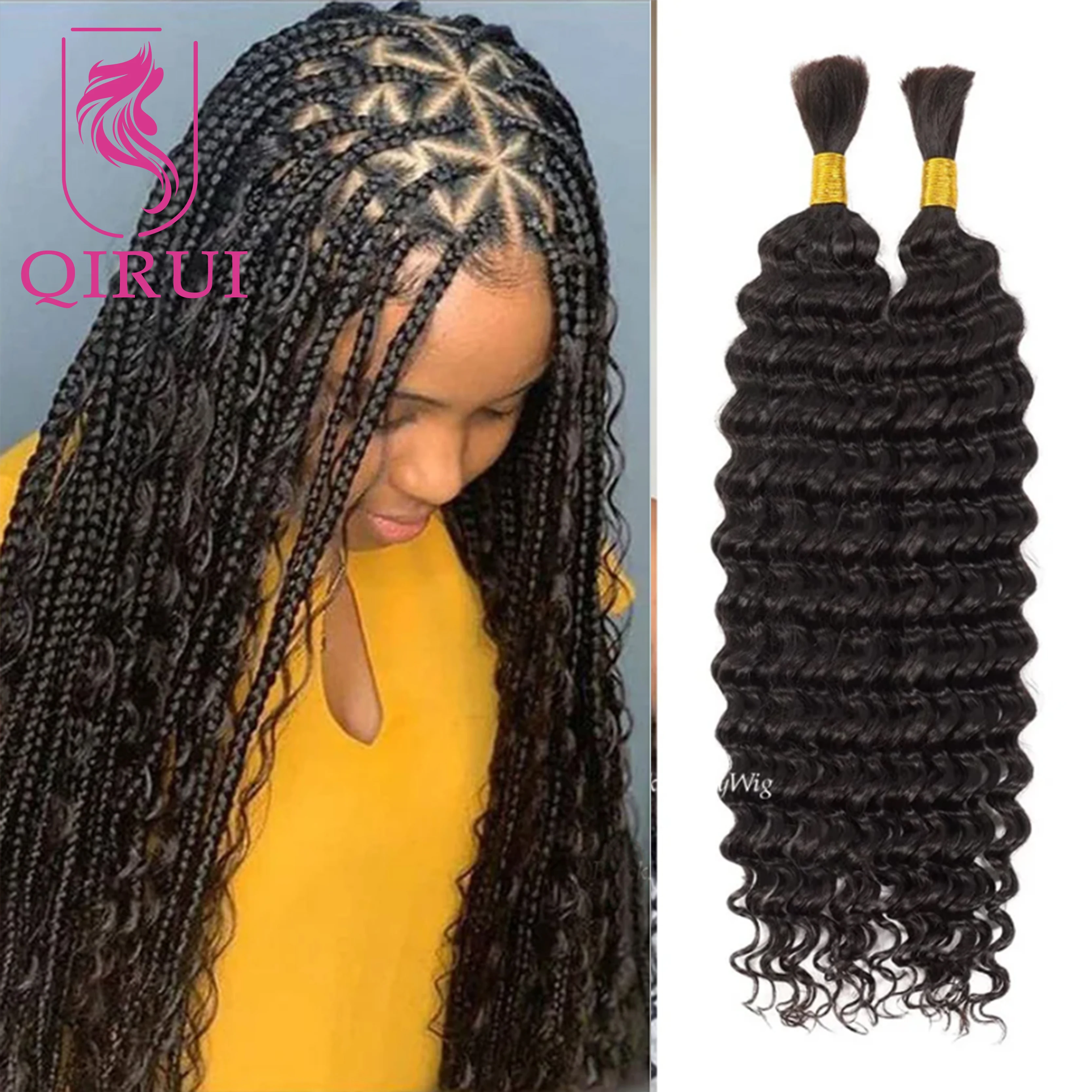 Bulk Human Hair for Braiding Deep Curly Unprocessed Brazilian No Weft Hair Extension for Micro Braids 100g 1Piece