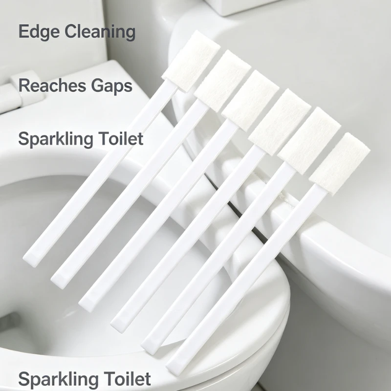 200pcs-Disposable Toilet Brush Set White Handle With Soft Bristles For Bathroom Gap Cleaning Household Sanitary Ware Maintenance
