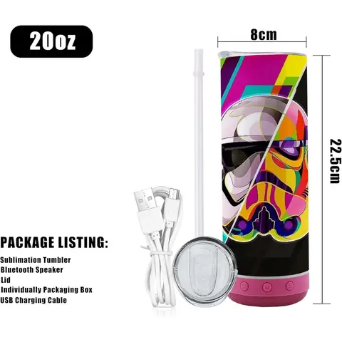 ब्लूटूथ सक्षम 20oz डबल-दीवार वाला स्टेनलेस स्टील टम्बलर स्ट्रॉ और ढक्कन के साथ, वैक्यूम इंसुलेटेड सब्लिमेशन डिज़ाइन, खाली 10 best sales 20 औंस का गिलास - №3