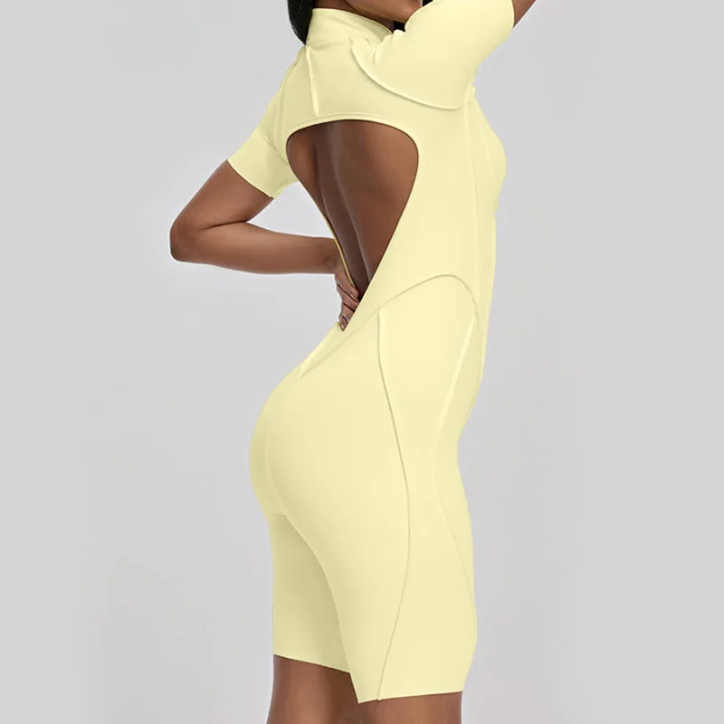 JHJN Schuren Yoga Jumpsuit Uitgeholde Rug Schoonheid Nauwsluitende Fitnesskleding Hoge intensiteit Oefening Jumpsuit Meisje