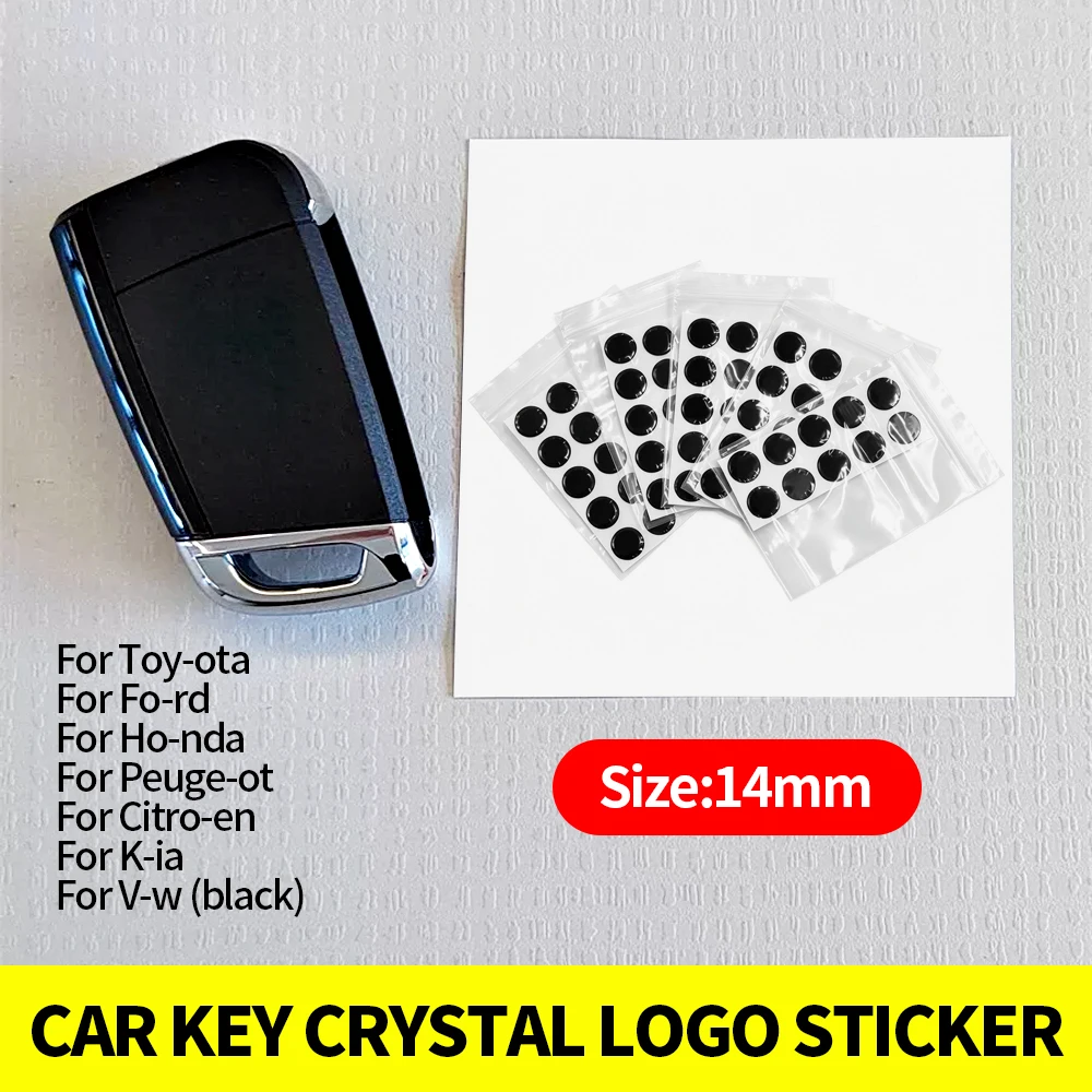 30pcs Car Key Logo Sticker 14mm Crystal Epoxy Key DIY for X-horse VVDI Remote Key Emblem Button Stickers for B-MW F-ord Toy-ota