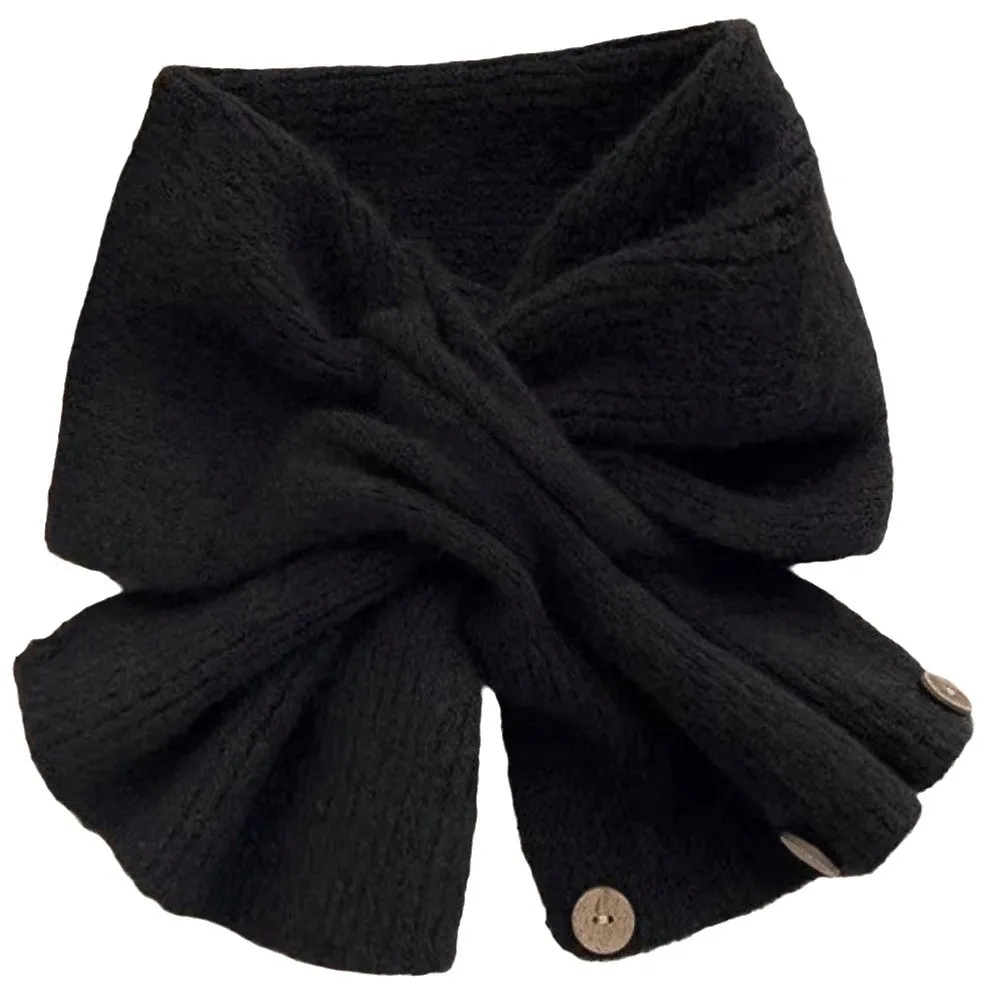 Thickened Solid Color Scarf Thermal Tippet Skin-friendly Yarn Short Knit Neckerchief Chic Shawls Windproof Guard