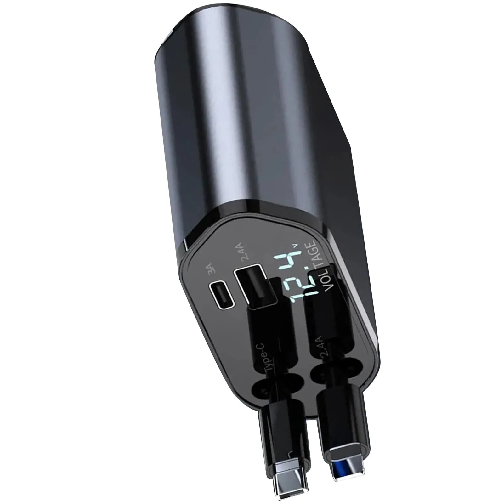 

Выдвижное автомобильное зарядное устройство, подходящее для IOS 15 14 13 12 Pro, кабель мощностью 100 Вт и 2 порта USB, автомобильное зарядное устройство с сверхбыстрой зарядкой 4 в 1