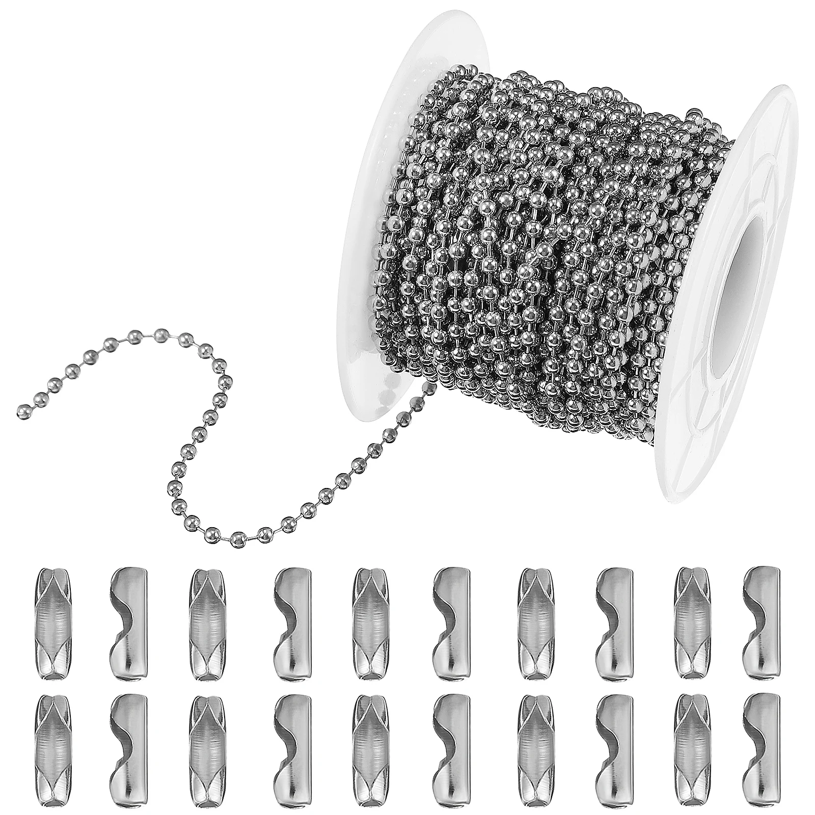 

Bead Chain 2 4mm Jewelry Making Supplies Stainless Steel Copper Iron Metal Color 10m Roll 20 Connectors Necklace Bracelet Repair