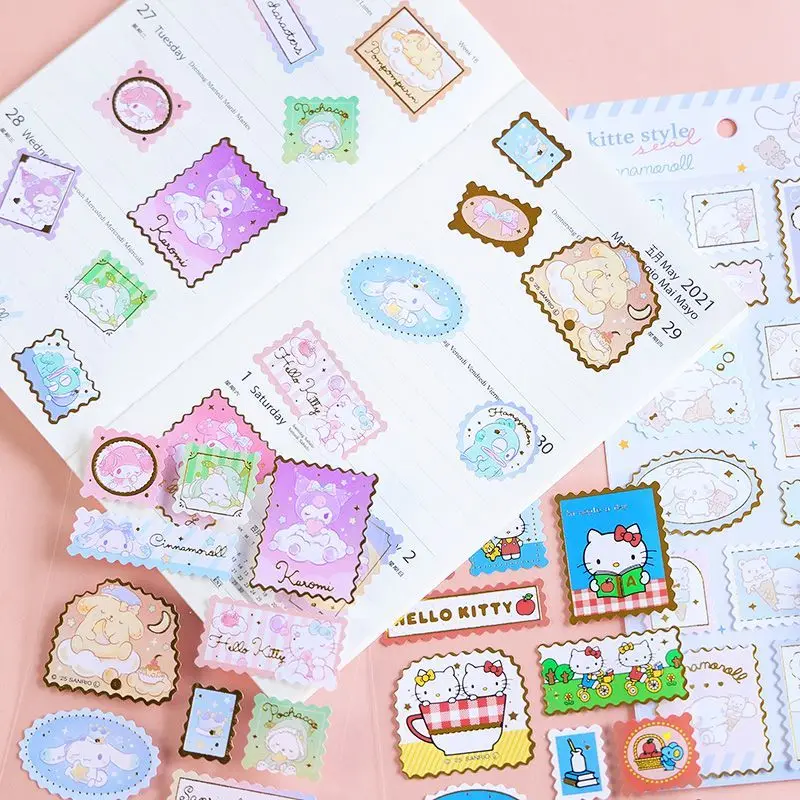 النمط الياباني الكرتون مرحبا كيتي ملصقات الإبداع الساخن ختم Stamps ملصق الكمبيوتر جراب هاتف الديكور هدايا الطلاب