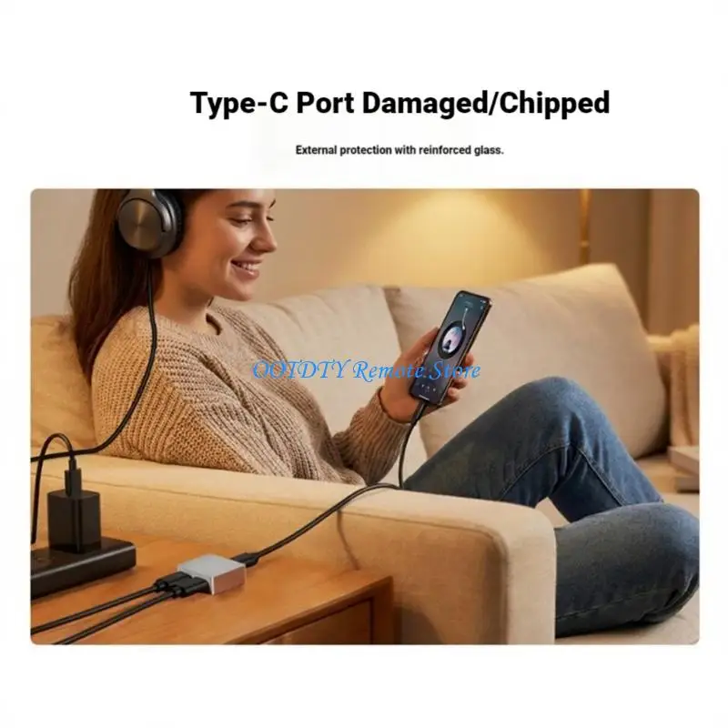 Aluminum Alloy USB C Power and Splitter DC5V Input for Power and Data Separation Plugs and Play Support Audios