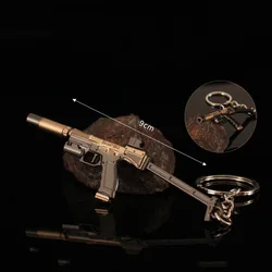 9cm Mini Gun Model Keychain USM-AI Model Jewelry Weapon Metal Pendant Key Chain Chaveiro Bag Car Key Holders Gift For Kids Men