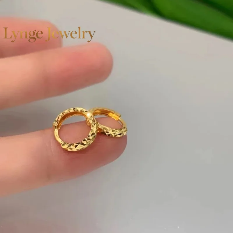 

Lynge Jewelry Shining Real 18k Gold Crushed Ice Ear Buckle for Woman High-quality Luxury AU750 Earring Party Banquet Jewelry 18K