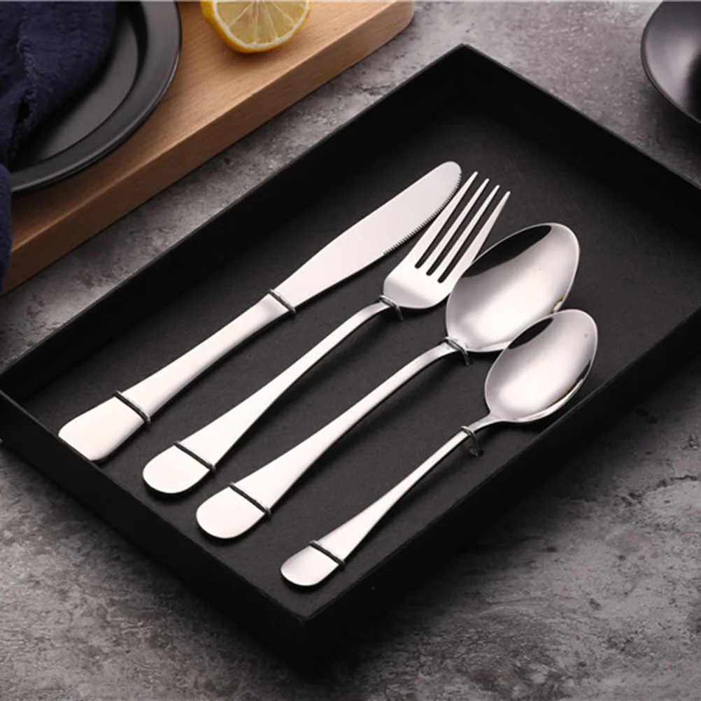 

4Pcs Stainless Steel Cutlery Set Flatware Silverware Spoon Fork Knife for Daily Use Dishwasher Flatware Silverware Sets