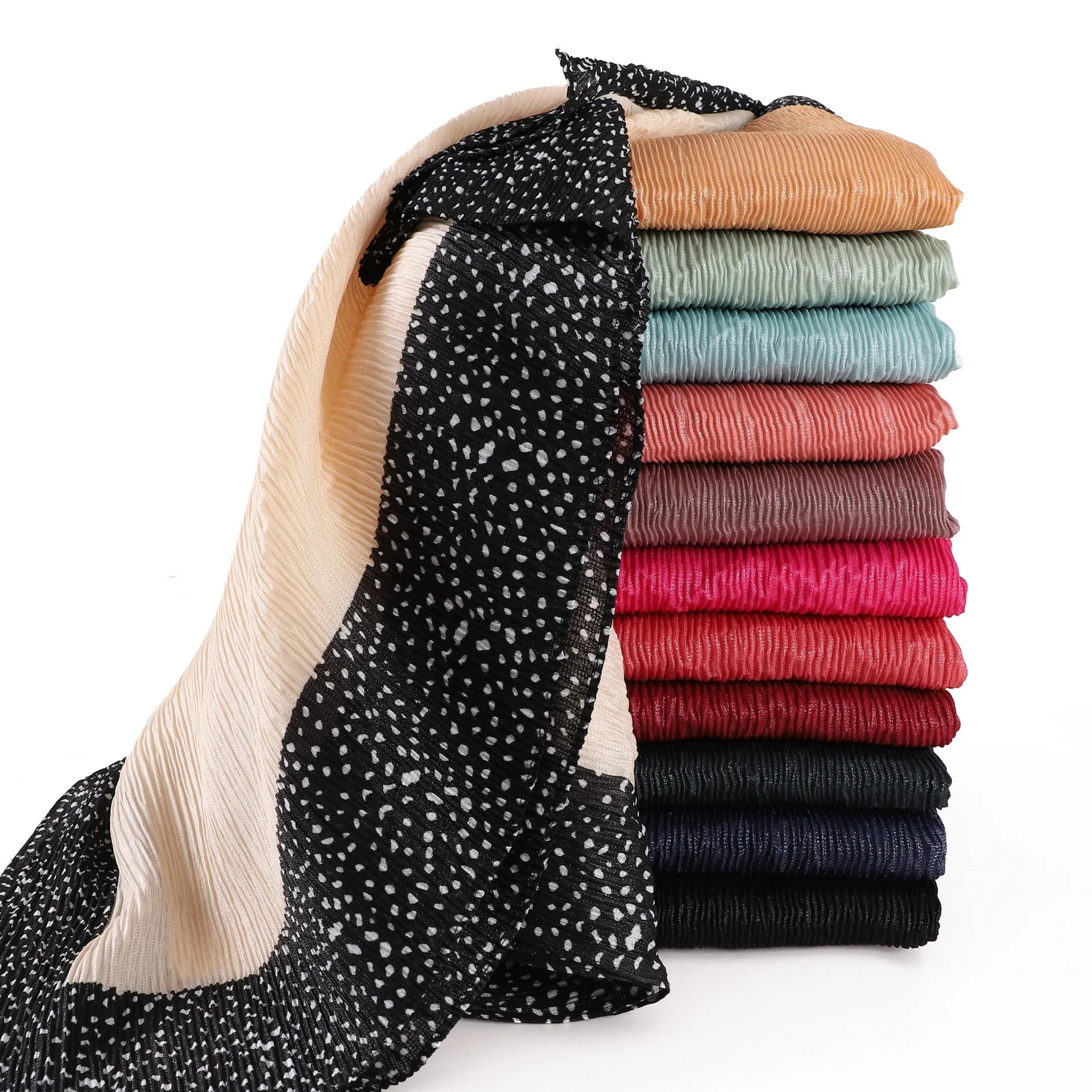 

Patchwork Pleated Long Scarf Scarves Headscarf Women Shawls Hijab Wrap Turban Bandanas Headband Bufanda Foulard Turbante Mujer