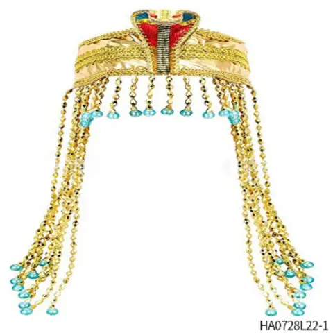 Halloween Cleopatra Faraone Cobra Testa Tiara Accessori per costumi egiziani Fascia per capelli Tiara con perline dorate