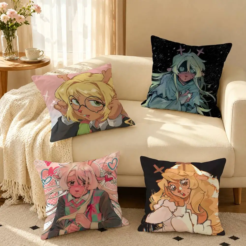 N-Noelle Holiday D-Deltarune  Square Double-Sided printed Pillow Case Bedroom Bedside Pillow Sofa Cushion Cover