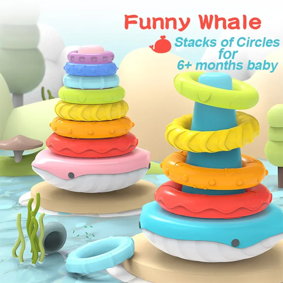 Cloche de baleine arc-en-ciel Montessori, bain, apprentissage précoce, jouets flottants roly-poly, cadeau d'anniversaire et de noël pour enfants