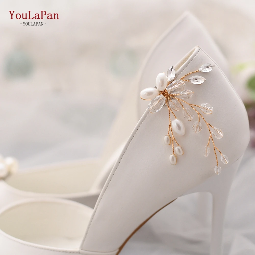 YouLaPan-Clips para zapatos de perlas para mujer, hebilla extraíble para zapatos de novia, cristal hecho a mano, hebilla para zapatos de boda para novia y dama de honor, HX23