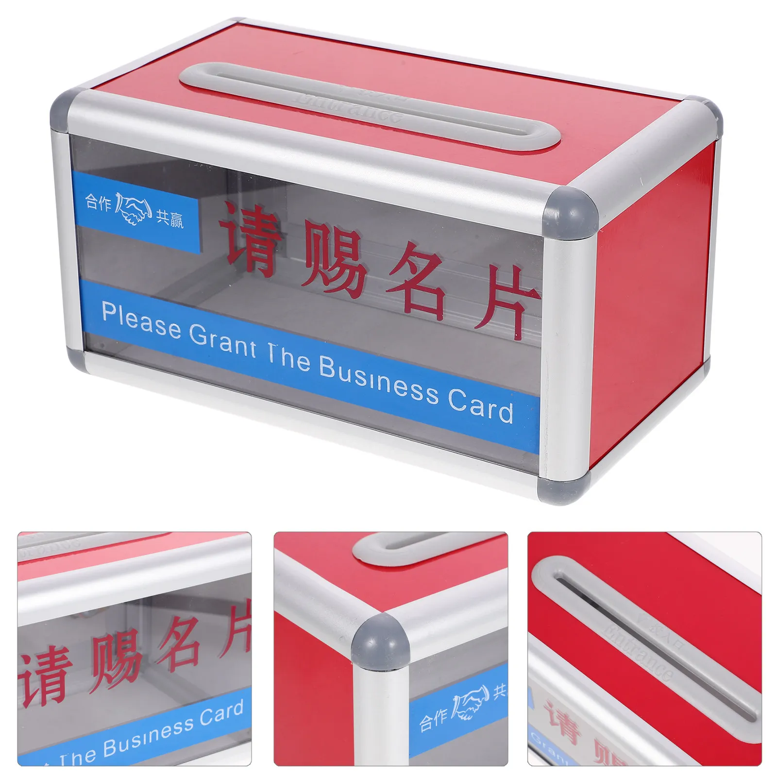 Aluminum Alloy Business Card Holder Box Large Capacity Desktop Card Collection Case Portable Office Accessory for