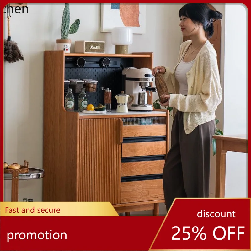 LXC Simple Modern Solid Wood Tea Cabinet Multi-Functional Storage Cabinet Dining Room Prep Table Cabinet