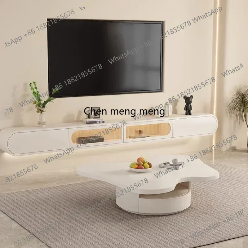

RR Center Modern Tv Stand Floating Entertainment Center White Screen Tv Cabinet Postmodern Space Saving Muebles Trendy Furniture