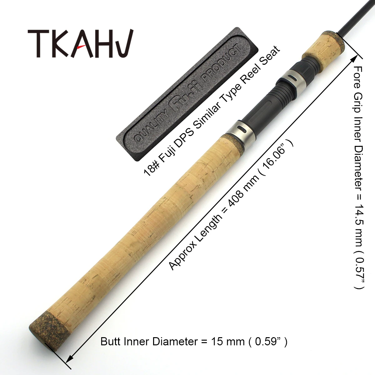 TKAHV Composite Cork Spinning Fishing Rod Handle Grip With FUJI 18# DPS Reel Seat Pole Building Repair DIY Replacement