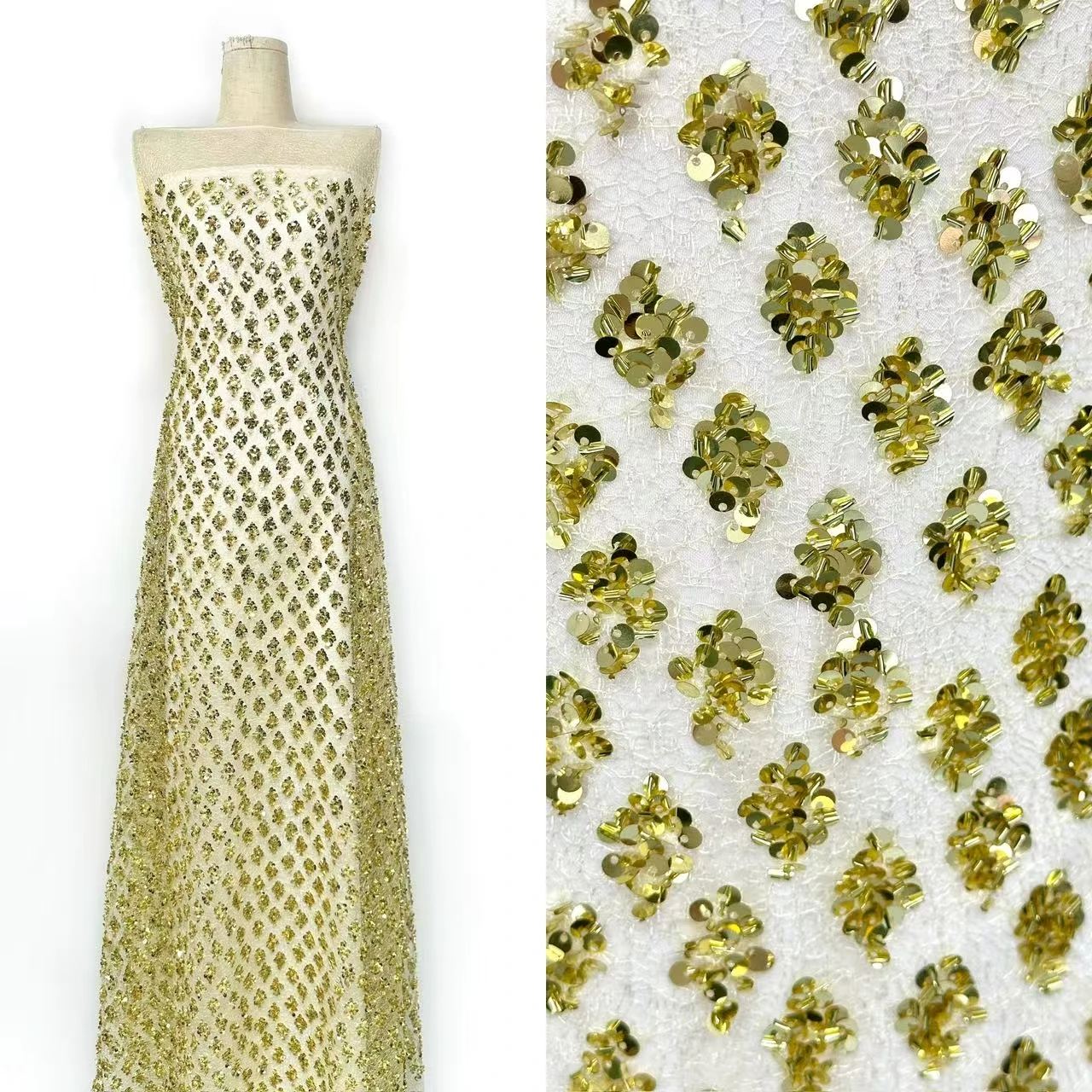 Exquisite African Sequin Embroidered Lace Fabric 5Y High-Quality Nigerian Tulle Lace Fabric Suitable for Party Gown Sewing 1907