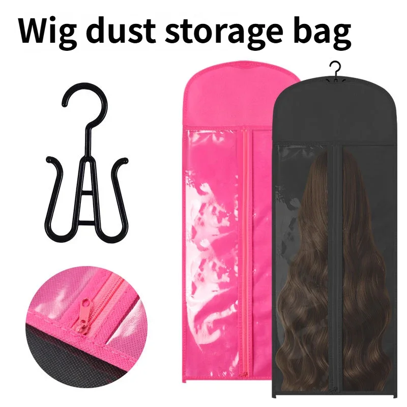Wig Storage Bag with Hanger Dust Proof Hanging Wig Organizer Non Woven Wig Dust Cover for Long Hair Extensions Wigs